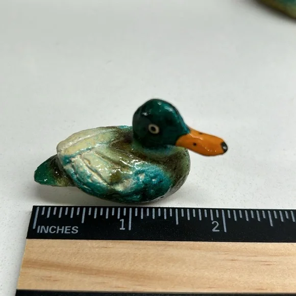 🌻4/$20 Vintage Paper Mache Mallard Duck Small Figures Set Of Two - Picture 9 of 10